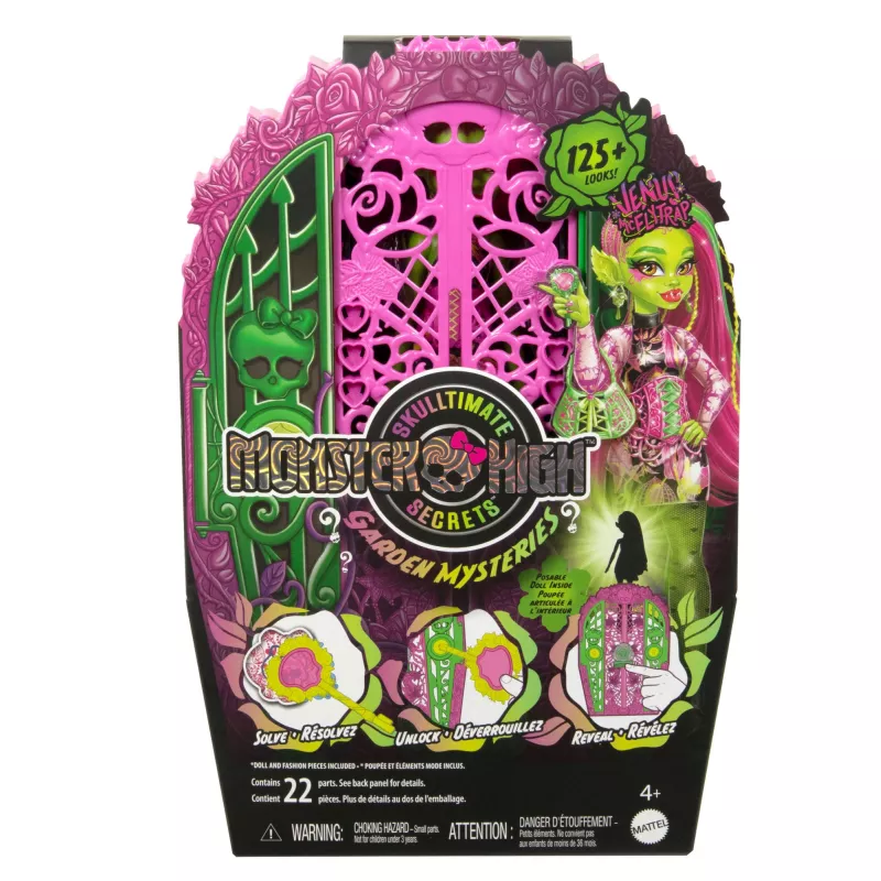 Set de juego Monster High Skulltimate Secrets Garden Mysteries, muñeca Venus McFlytrap con más de 19 sorpresas