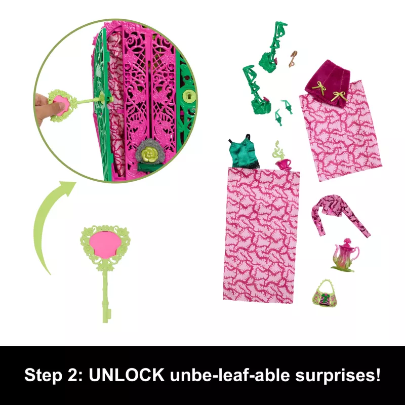 Set de juego Monster High Skulltimate Secrets Garden Mysteries, muñeca Venus McFlytrap con más de 19 sorpresas