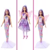 Muñeca Barbie set de moda fantástica con accesorios, incluyendo cola de sirena, alas de hada y collares