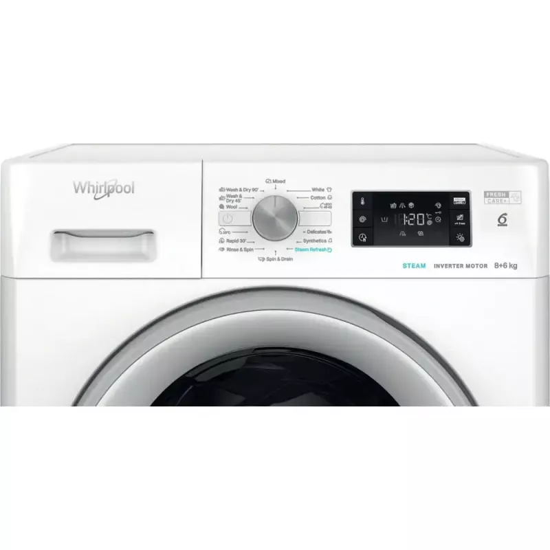 Lavadora secadora WHIRLPOOL FFWDB 864489 SV EE carga frontal 6 kg 1400 rpm blanca