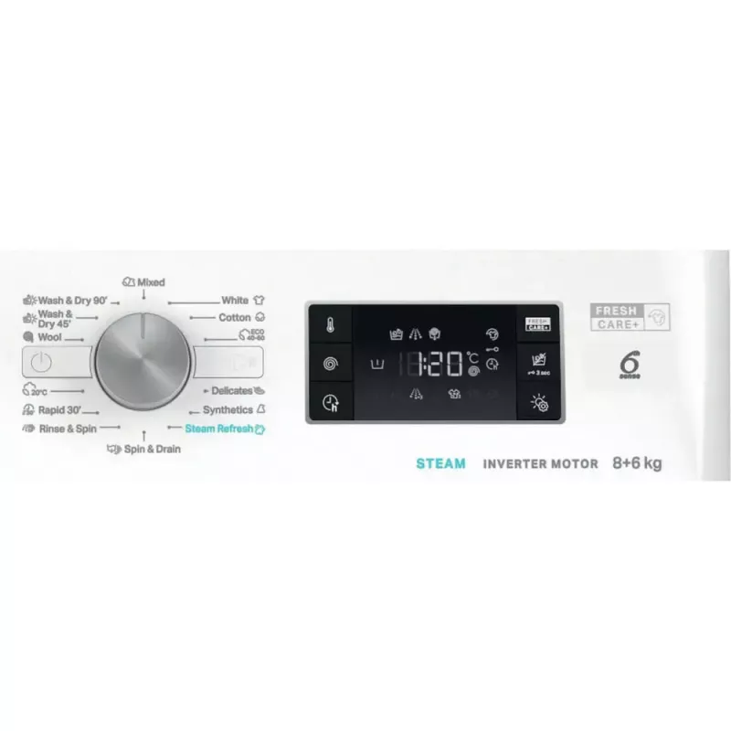 Lavadora secadora WHIRLPOOL FFWDB 864489 SV EE carga frontal 6 kg 1400 rpm blanca