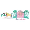 Unicorn Academy, set de juego de muñeca Ava y establo de hoja con cambio de color, idea de regalo de Pascua, 15 accesorios, muñecas y juguete de unicornio para niñas a partir de 4 años