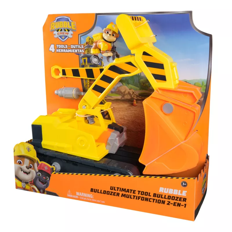 Rubble & Crew Bulldozer de herramientas definitivo de Rubble, camión de juguete con figura de acción, juguete infantil PAW Patrol para niños y niñas a partir de 3 años