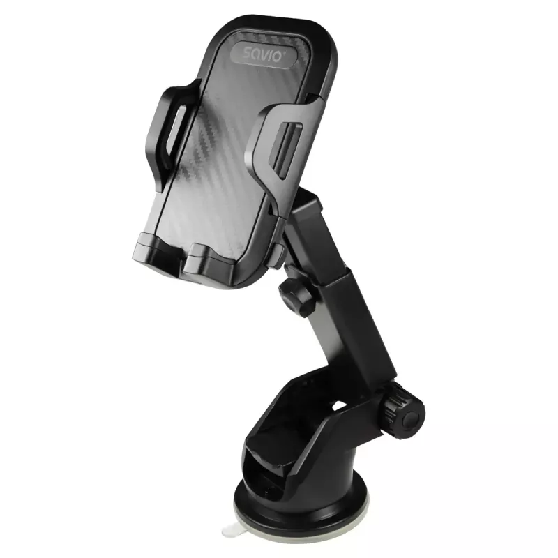 Savio CH-04 soporte de teléfono para coche, montaje en parabrisas/salpicadero, negro