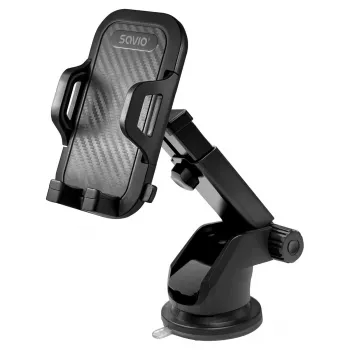 Soporte para móvil en coche Savio CH-04, soporte para parabrisas/salpicadero, negro