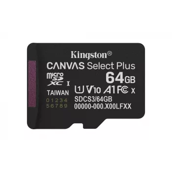 Kingston Technology 64GB micSDXC Canvas Select Plus Gen3 100R A1 pack individual sin ADP