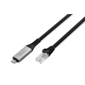 DIGITUS USB-C 3.2 Gen1 - cable Ethernet RJ45 - CAT6a S/FTP negro - 5m