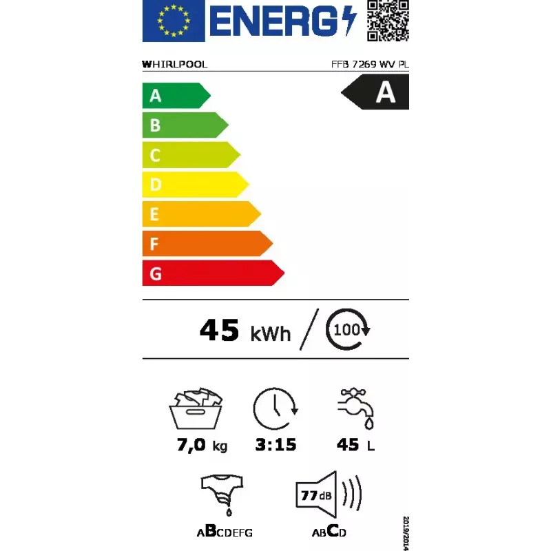 Lavadora Whirlpool FFB 7269 WV PL carga frontal 7 kg 1200 rpm blanco