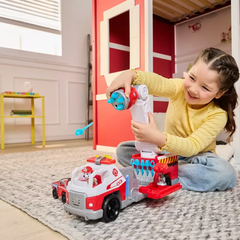 Camión de bomberos PAW Patrol Rapid Reload Fire Truck con figura de Marshall (envase dañado)