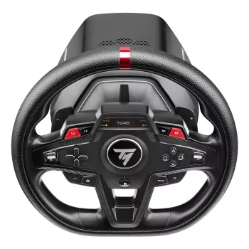 Volante y pedales Thrustmaster T248R negro — USB, accionamiento híbrido, force feedback, pantalla LCD, volante de cuero