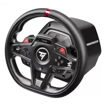 Volante y pedales Thrustmaster T248R negro — USB, accionamiento híbrido, force feedback, pantalla LCD, volante de cuero