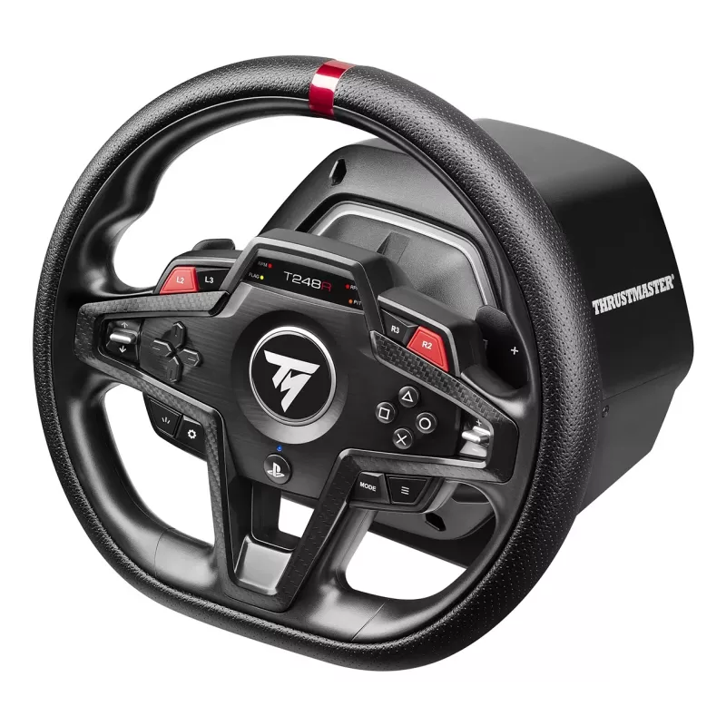 Volante y pedales Thrustmaster T248R negro — USB, accionamiento híbrido, force feedback, pantalla LCD, volante de cuero