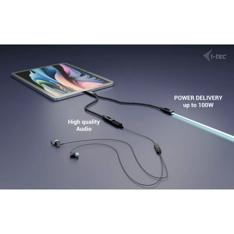 Divisor de cable USB-C i-tec audio/datos + Power Delivery 100 W