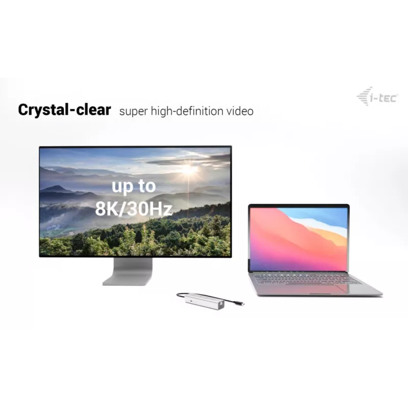 HUB de carga USB-C i-tec Metal 5 puertos con vídeo USB-C 8K + Power Delivery 85W