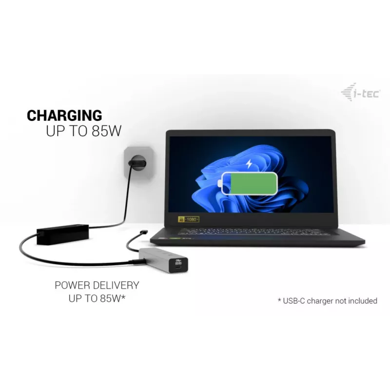 HUB de carga USB-C i-tec Metal 5 puertos con vídeo USB-C 8K + Power Delivery 85W