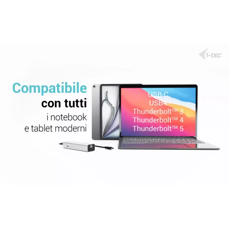 HUB de carga USB-C i-tec Metal 5 puertos con vídeo USB-C 8K + Power Delivery 85W