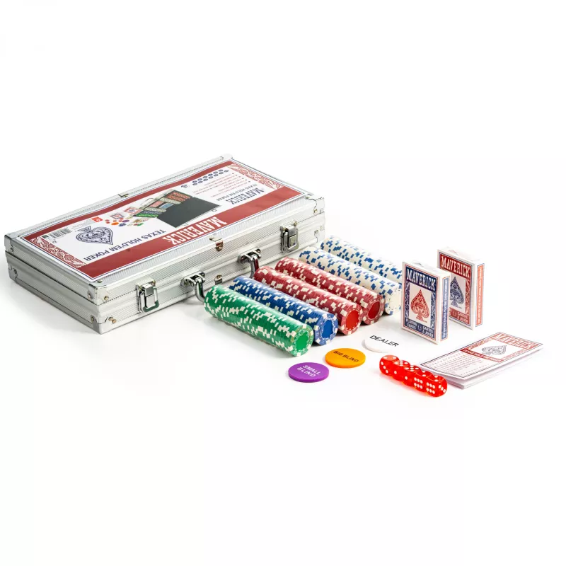 Juego de póker Cartamundi Maverick — fichas de plástico 11,5 g, maletín 385×240×65 mm