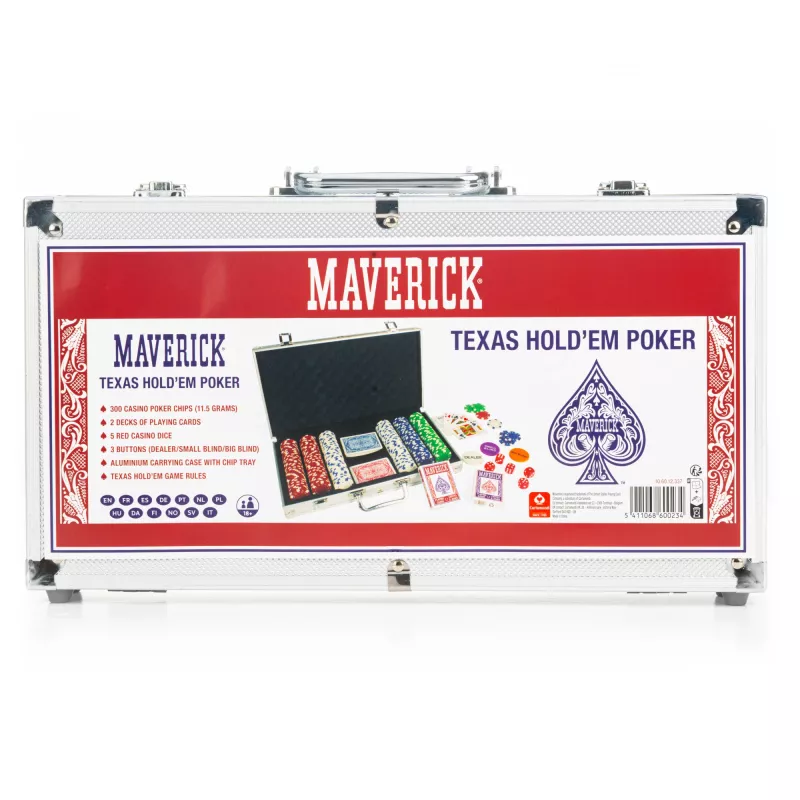 Juego de póker Cartamundi Maverick — fichas de plástico 11,5 g, maletín 385×240×65 mm