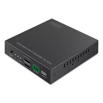 DIGITUS DS-55348 Kit extensor KVM IP HDMI por fibra, 4K/60 Hz, 40 km/300 m, IP 1G, negro
