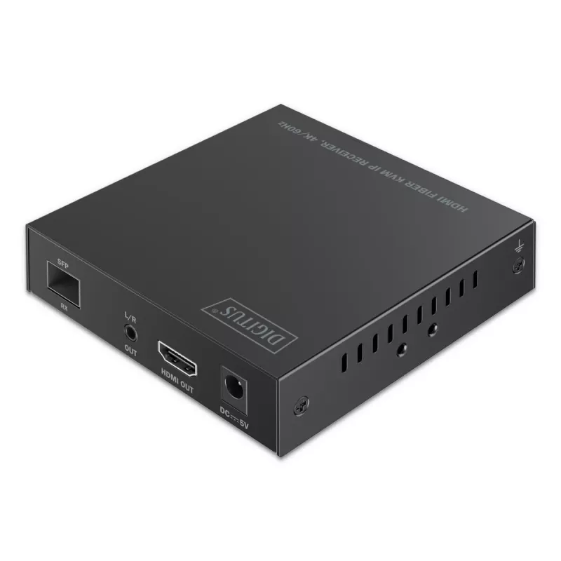 DIGITUS DS-55348 Kit extensor KVM IP HDMI por fibra, 4K/60 Hz, 40 km/300 m, IP 1G, negro