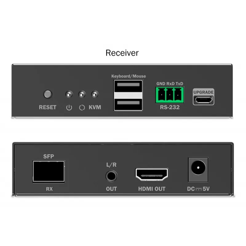 DIGITUS DS-55348 Kit extensor KVM IP HDMI por fibra, 4K/60 Hz, 40 km/300 m, IP 1G, negro