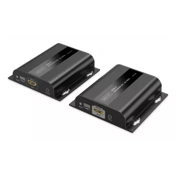 DIGITUS HDMI IP Extender Set - 4K/60Hz 120/200 m, Uno a muchos, CAT, Negro