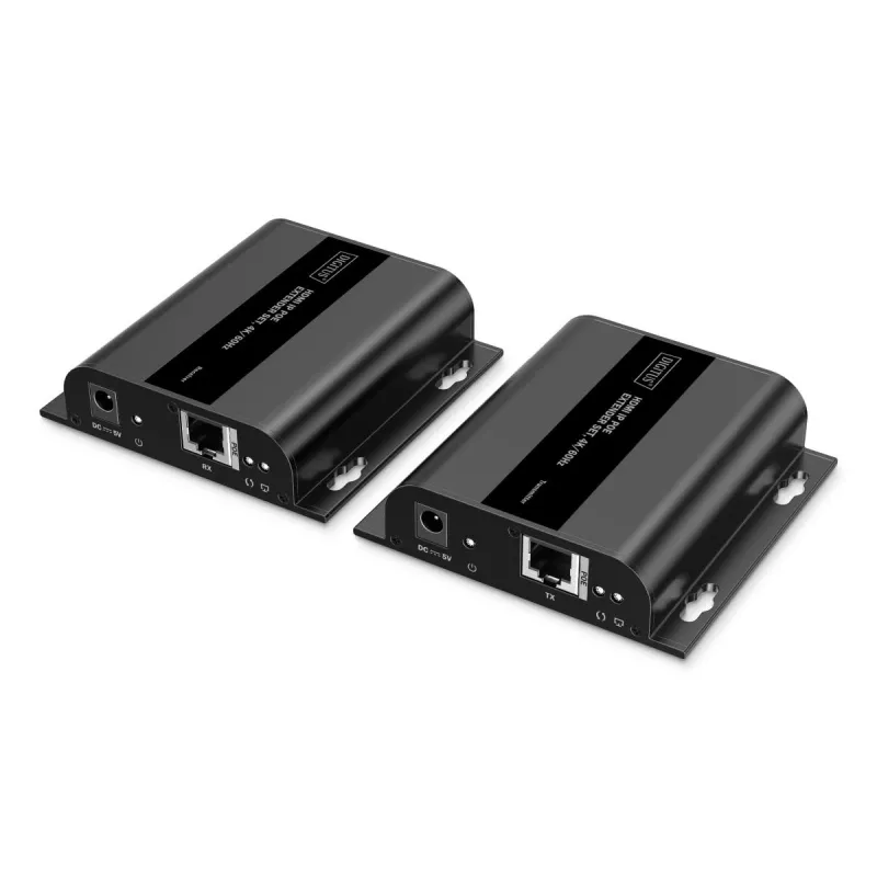 DIGITUS HDMI IP Extender Set - 4K/60Hz 120/200 m, PoE, Uno a muchos, CAT, Negro