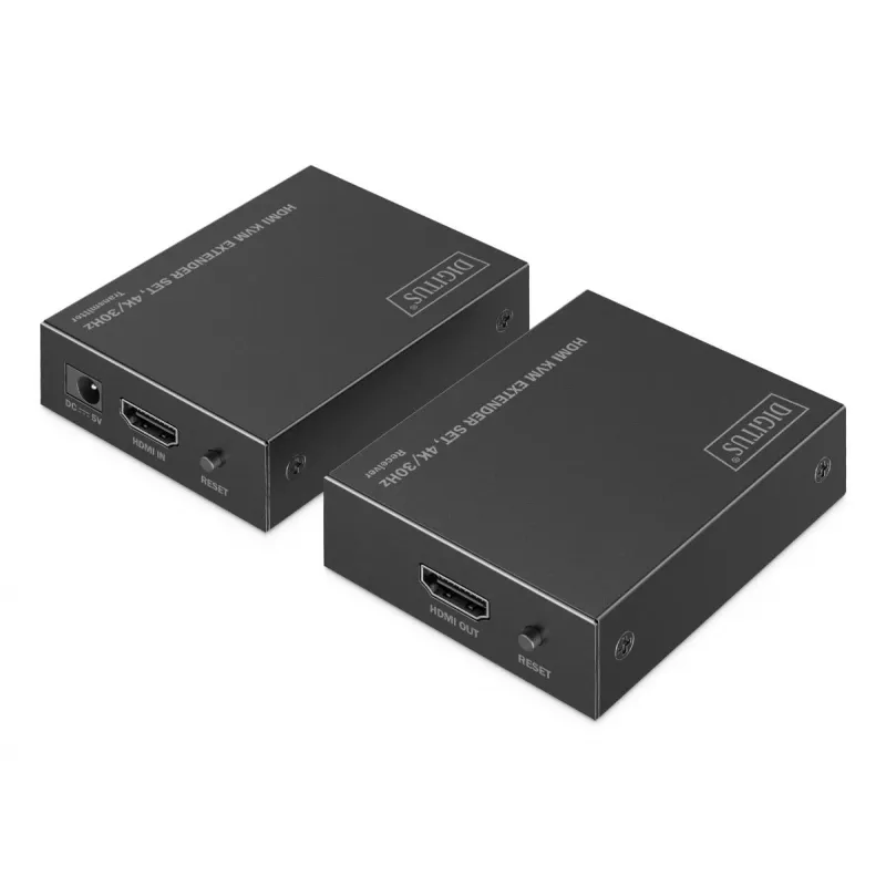 DIGITUS HDMI KVM Extender Set – 4K/30Hz 40/70m PoC CAT Negro