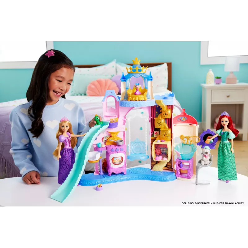 Set de juego Disney Princess Pet Palace con 7 zonas de juego, 3 amigos animales y más de 20 muebles y accesorios