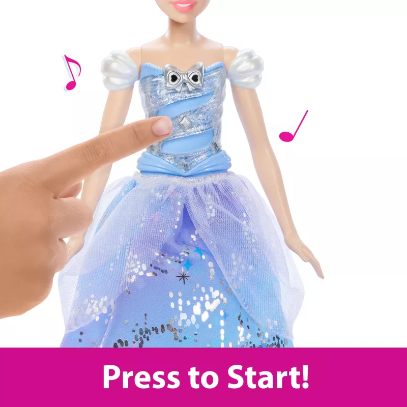 Muñeca de moda Cinderella Vestido de baile encantado de Disney Princess con luz y sonido, inspirada en la película