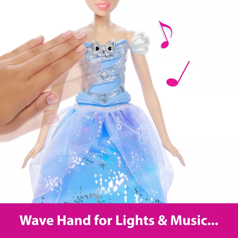 Muñeca de moda Cinderella Vestido de baile encantado de Disney Princess con luz y sonido, inspirada en la película