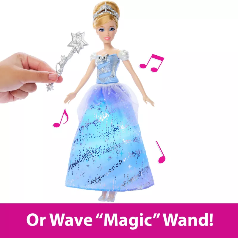 Muñeca de moda Cinderella Vestido de baile encantado de Disney Princess con luz y sonido, inspirada en la película