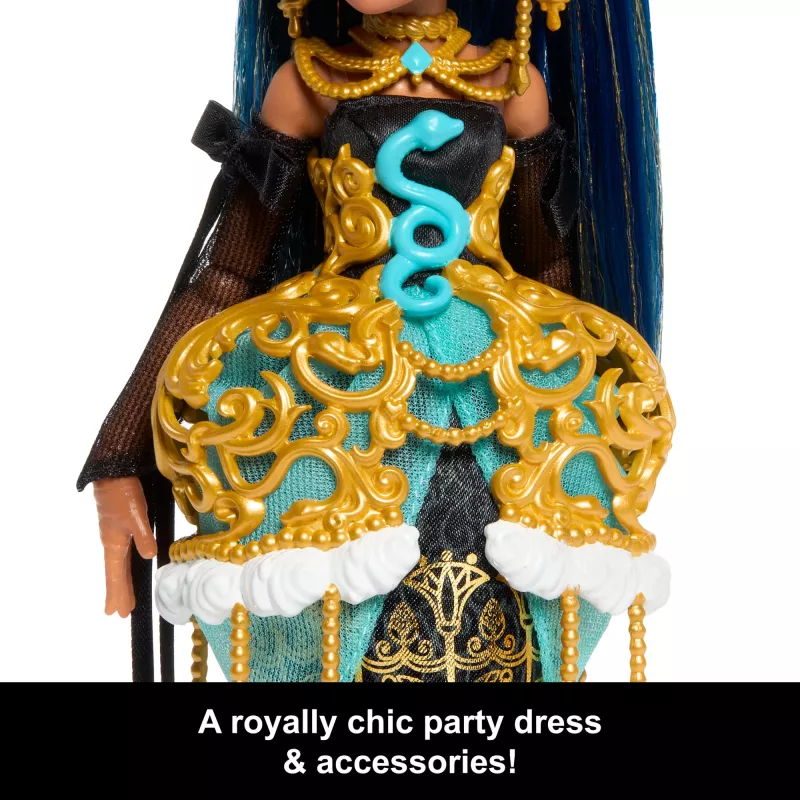 Muñeca Monster High Scary Sweet Birthday Cleo De Nile con vestido de fiesta, globo y regalo