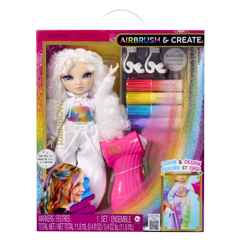 Rainbow High Air Brush & Create muñeca de moda con ojos verdes, a partir de 4 años