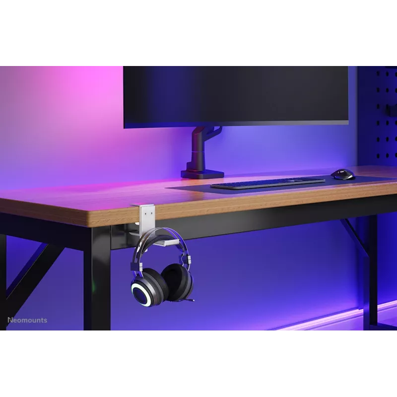 Neomounts ADS11-171SL soporte para auriculares, universal, con fijación por abrazadera, de aluminio, plateado