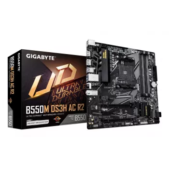 Placa base GIGABYTE B550M DS3H AC R2 - CPUs AMD Ryzen 5000, VRM de 5+3 fases, hasta 4733 MHz DDR4 (OC), 1x PCIe 4.0 + 1x PCIe 3.0 M.2, Wi-Fi 5, 1 GbE LAN, USB 3.2 Gen 1