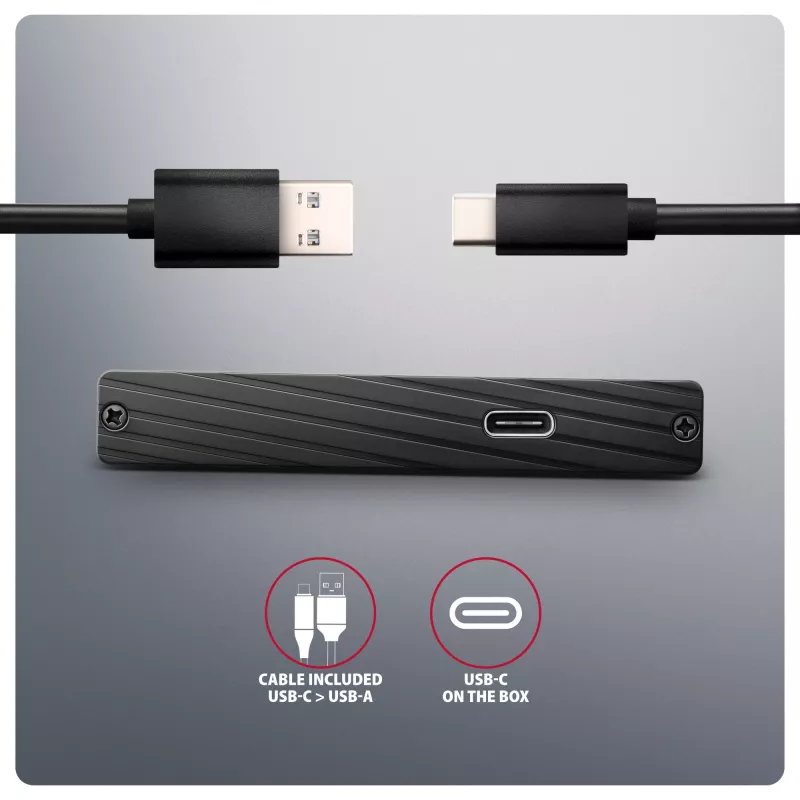 Axagon EE25-XA6C Caja externa compacta de aluminio USB-C 5 Gbit/s – SATA 6G para SSD/HDD de 2,5