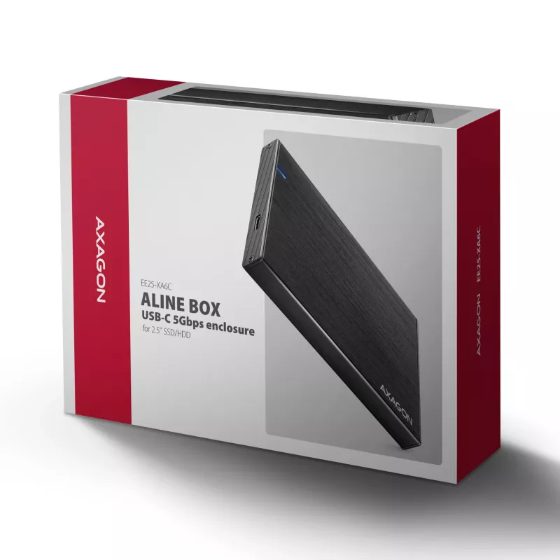 Axagon EE25-XA6C Caja externa compacta de aluminio USB-C 5 Gbit/s – SATA 6G para SSD/HDD de 2,5