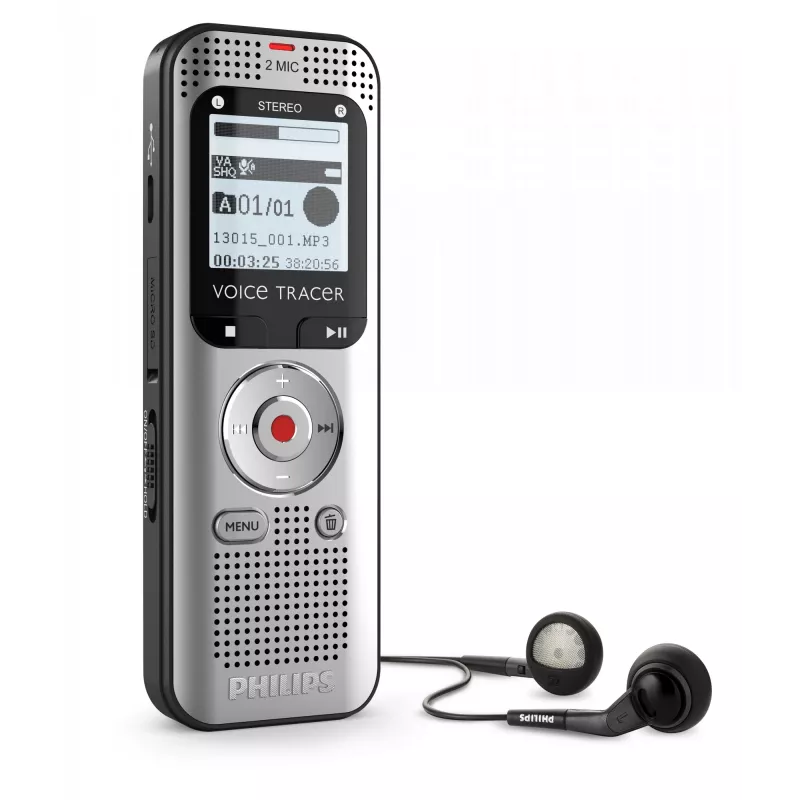 Grabadora de voz Philips Voice Tracer DVT2015 memoria interna tarjeta flash plata 2370 h de tiempo de grabación