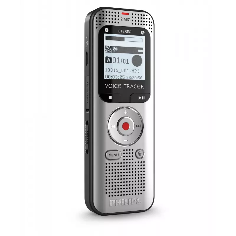 Grabadora de voz Philips Voice Tracer DVT2015 memoria interna tarjeta flash plata 2370 h de tiempo de grabación