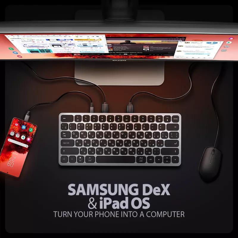 Axagon HMC-KB-CRL, hub USB 5Gbps con teclado, HDMI 4K/60Hz, 3x USB-A, SD/mSD, audio, PD100, distribución cirílica