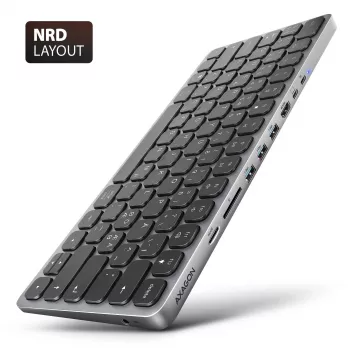 Axagon HMC-KB-NRD, hub USB 5Gbps con teclado, HDMI 4K/60Hz, 3x USB-A, SD/mSD, audio, PD100, distribución nórdica