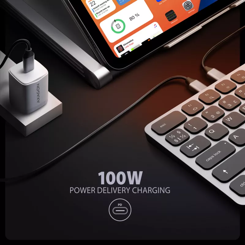 Axagon HMC-KB-NRD, hub USB 5Gbps con teclado, HDMI 4K/60Hz, 3x USB-A, SD/mSD, audio, PD100, distribución nórdica