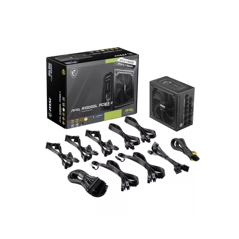 MSI MAG A1000GL PCIE5 II fuente de alimentación 1000 W 24-Pin ATX ATX negro