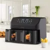 Maestro MR-758 freidora de aire de doble cesta, 2 x 4,5 l (9 l), 2000 W, 80–200°C, 8 programas, negra