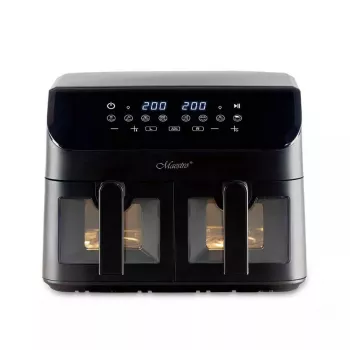 Freidora de aire Maestro MR-758, doble cesta 2 × 4,5 l de capacidad, 1400–1800 W, ajustable 80–200 °C, 8 programas, temporizador de 30 minutos
