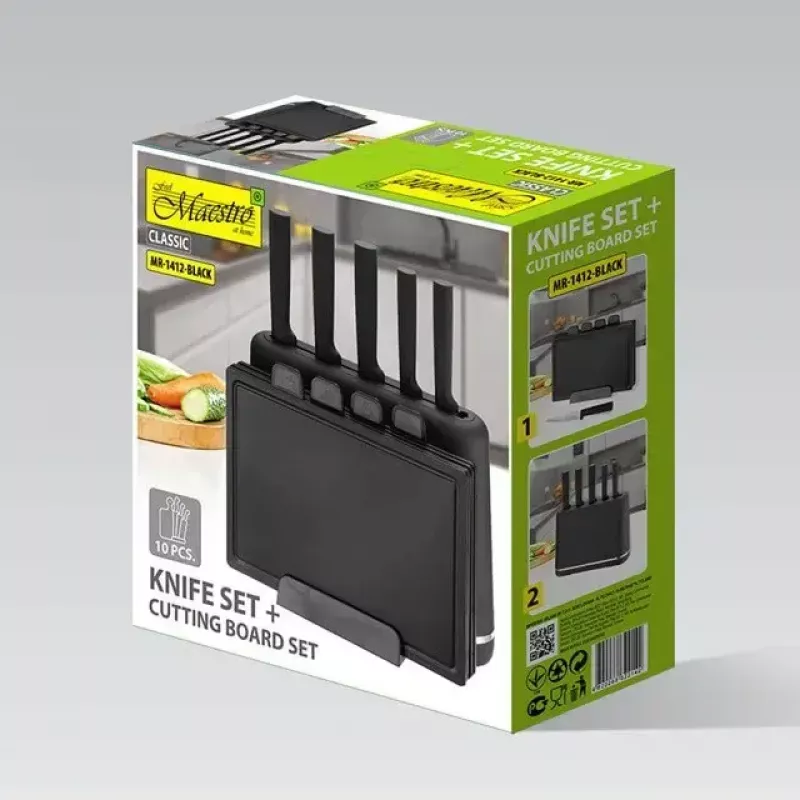 Cuchillo de cocina Maestro MR-1412-negro set de cuchillo y tabla