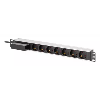 DIGITUS PDU - 1U montaje en rack de aluminio 7x toma de corriente de seguridad 16A 4000W 250VAC 50/60Hz 1x interruptor automático