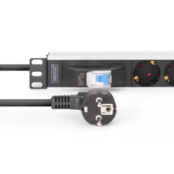 DIGITUS PDU - 1U montaje en rack de aluminio 7x toma de corriente de seguridad 16A 4000W 250VAC 50/60Hz 1x interruptor automático