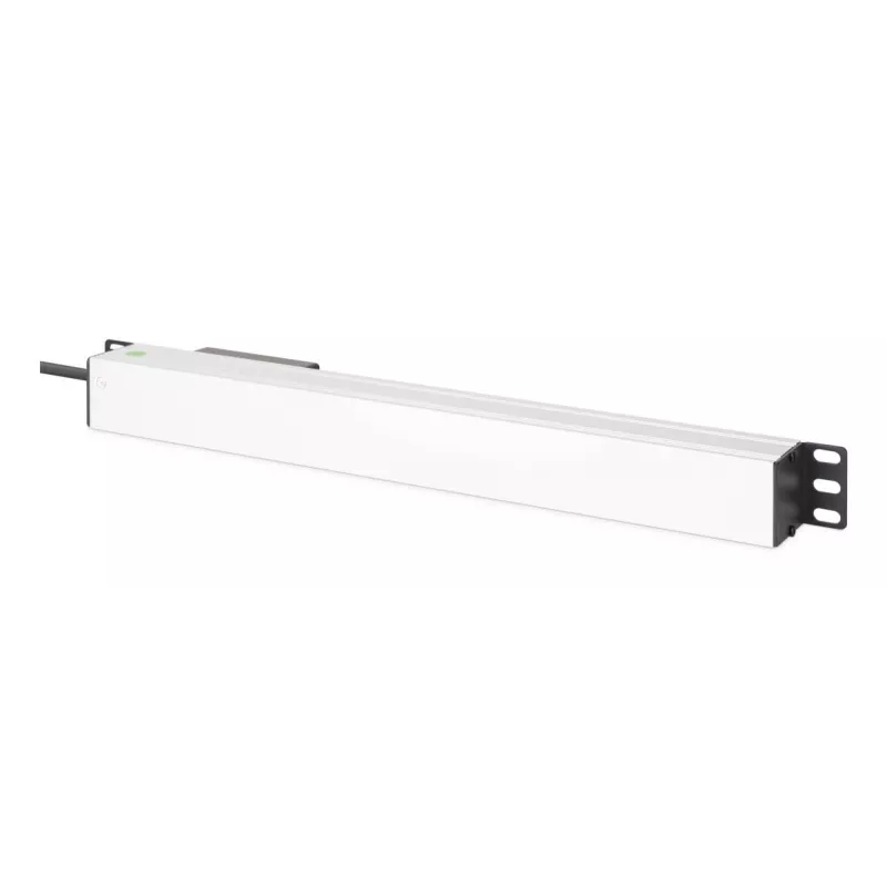 DIGITUS DN-95439 PDU de aluminio para rack de 19 pulgadas 1U, 7 tomas Schuko, interruptor automático, 16 A, 4000 W, 230 V, 50/60 Hz, cable de 1,8 m